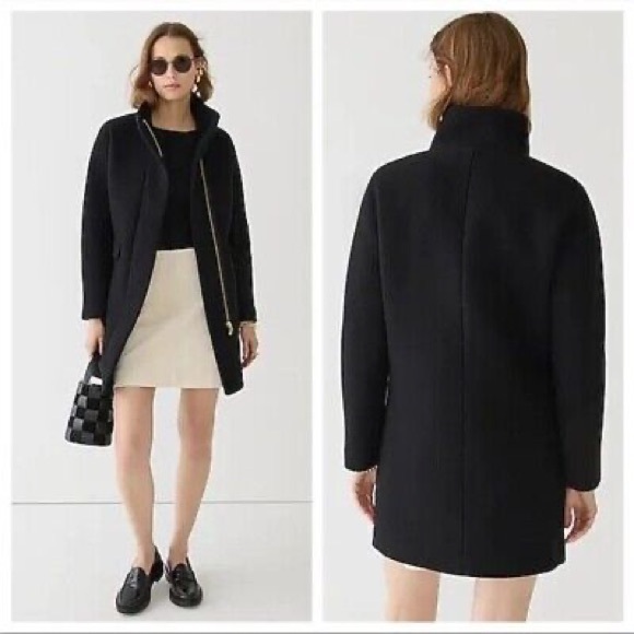 JCrew Lodge Coat in Italian Stadium-Cloth Wool Black sz 12 - Picture 3 of 8